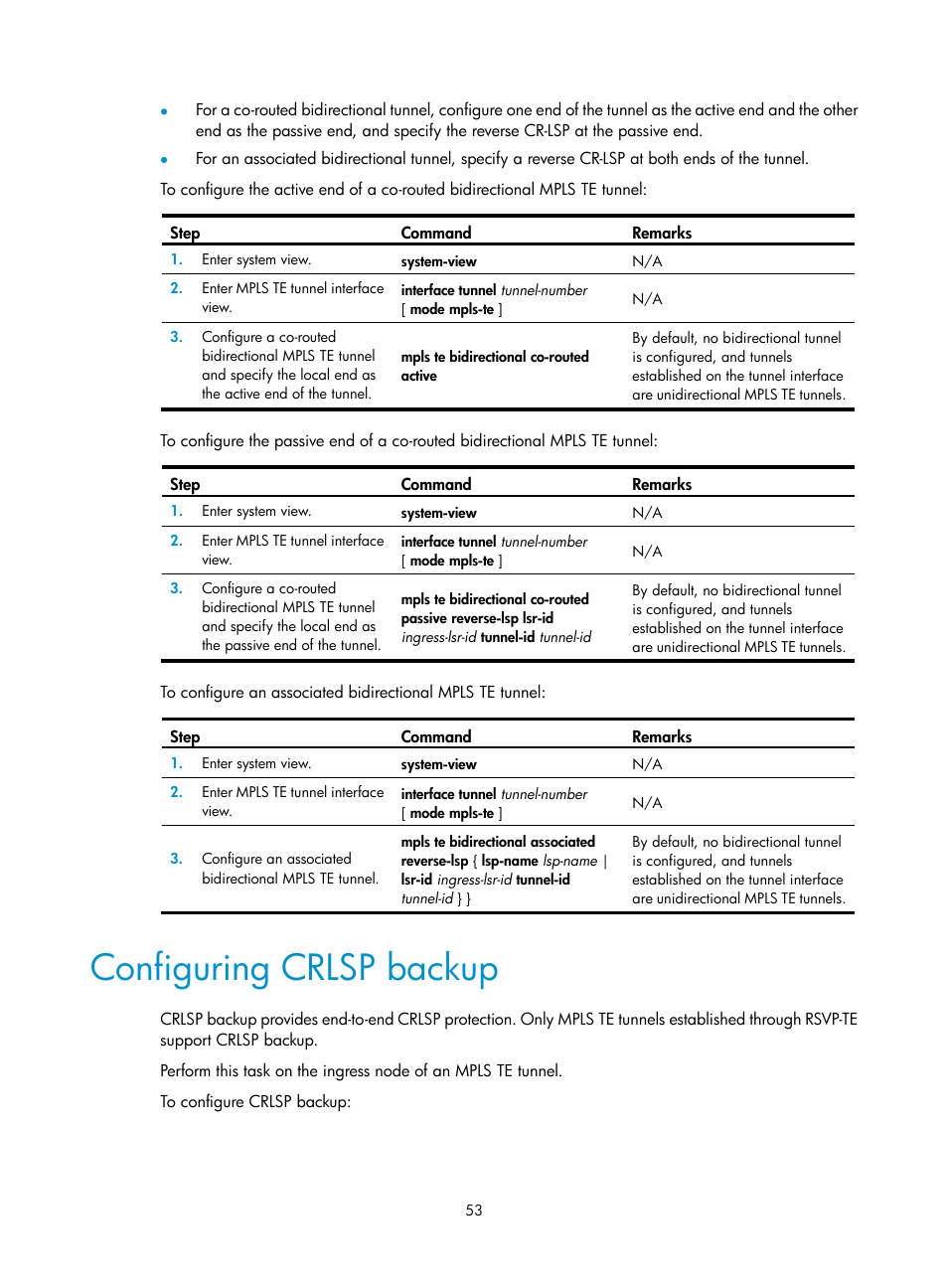 Configuring crlsp backup | H3C Technologies H3C S12500-X Series Switches User Manual | Page 64 / 397