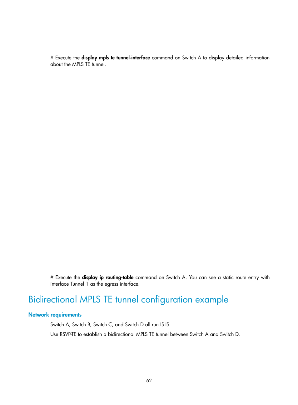 Bidirectional mpls te tunnel configuration example, Network requirements, Crlsp backup | Bidirectional mpls te tunnel | H3C Technologies H3C S12500-X Series Switches User Manual | Page 73 / 397