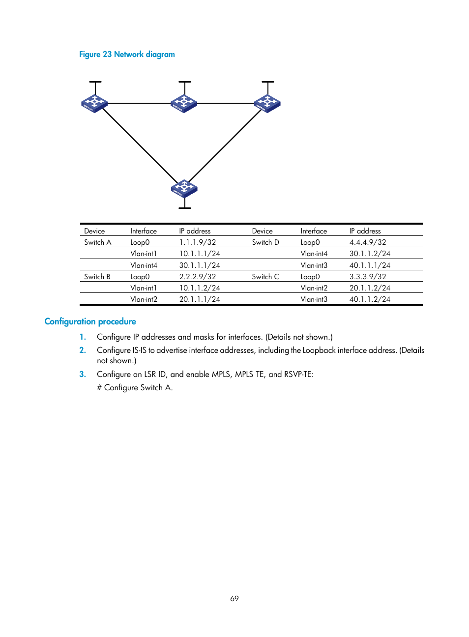 Configuration procedure, Configuring traffic forwarding | H3C Technologies H3C S12500-X Series Switches User Manual | Page 80 / 397