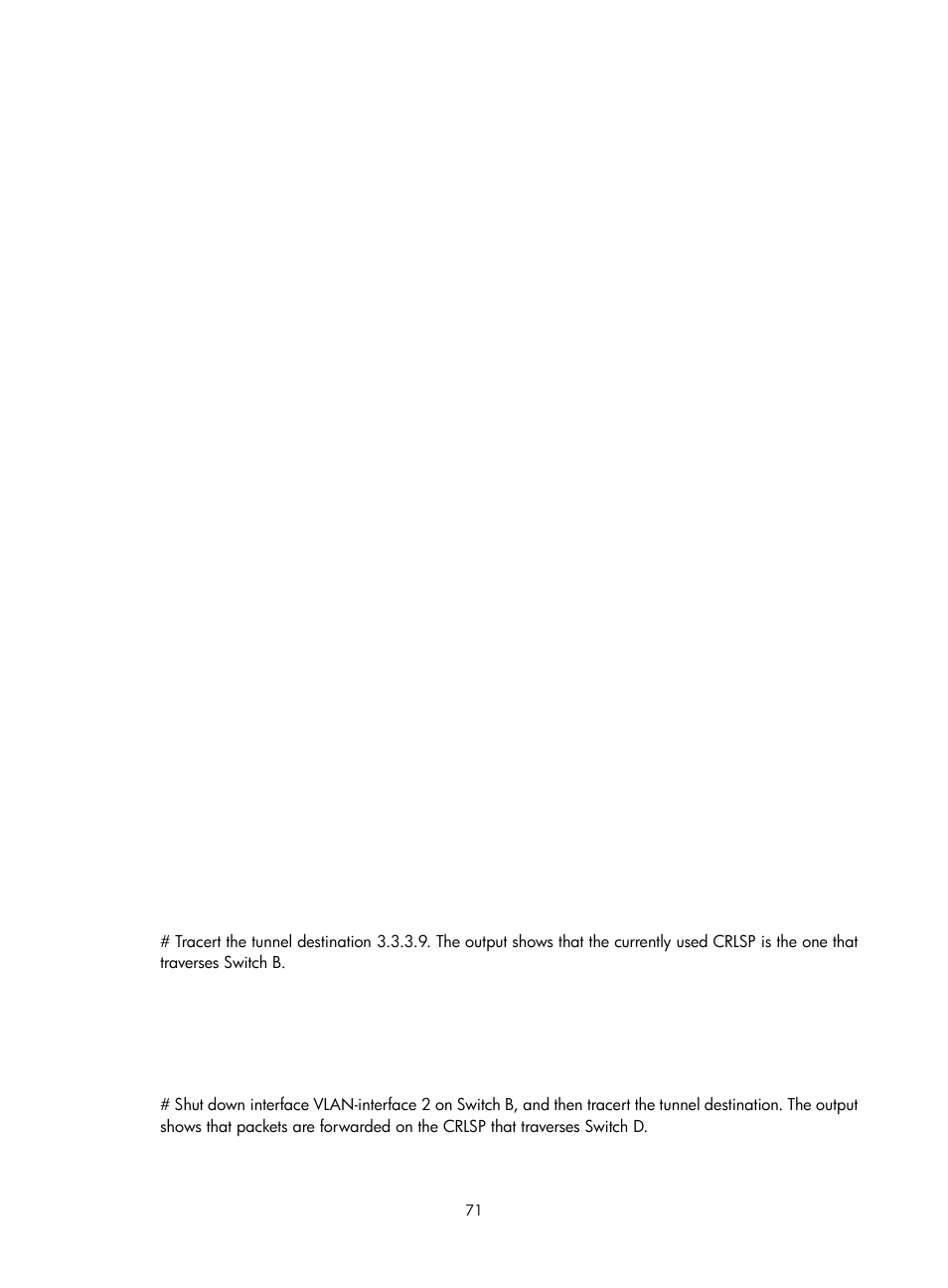 Configuring a bidirectional mpls te tunnel | H3C Technologies H3C S12500-X Series Switches User Manual | Page 82 / 397