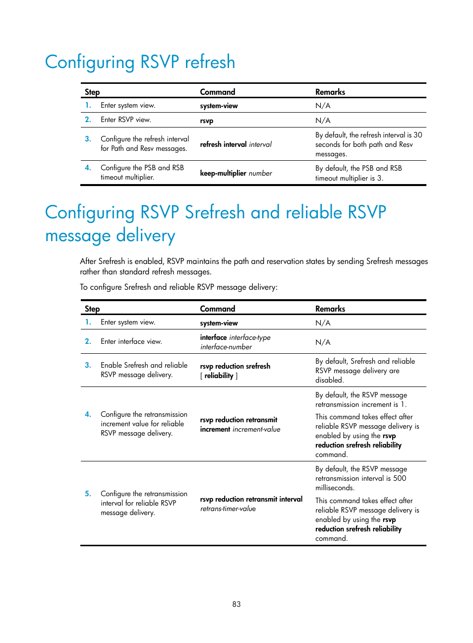 Configuring rsvp refresh, Bidirectional mpls te tunnel configuration example | H3C Technologies H3C S12500-X Series Switches User Manual | Page 94 / 397