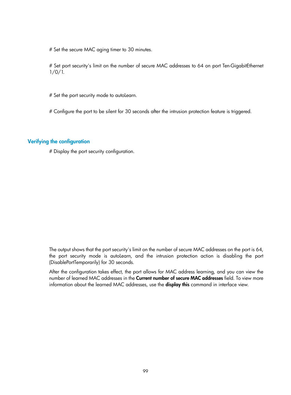 Configuring the quiet timer | H3C Technologies H3C S12500-X Series Switches User Manual | Page 111 / 294