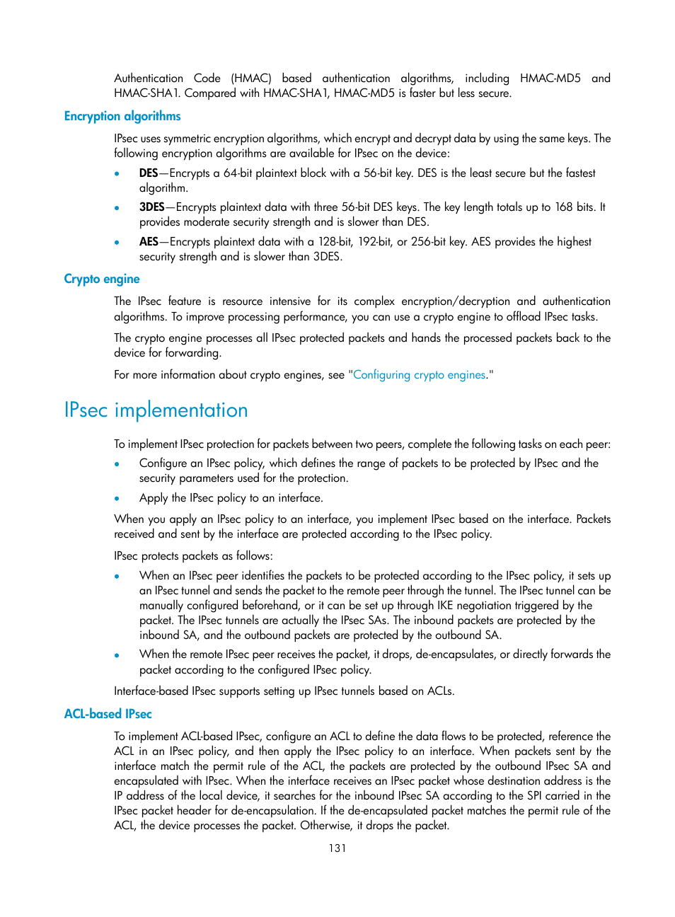 Enabling mac move, Ipsec implementation | H3C Technologies H3C S12500-X Series Switches User Manual | Page 143 / 294
