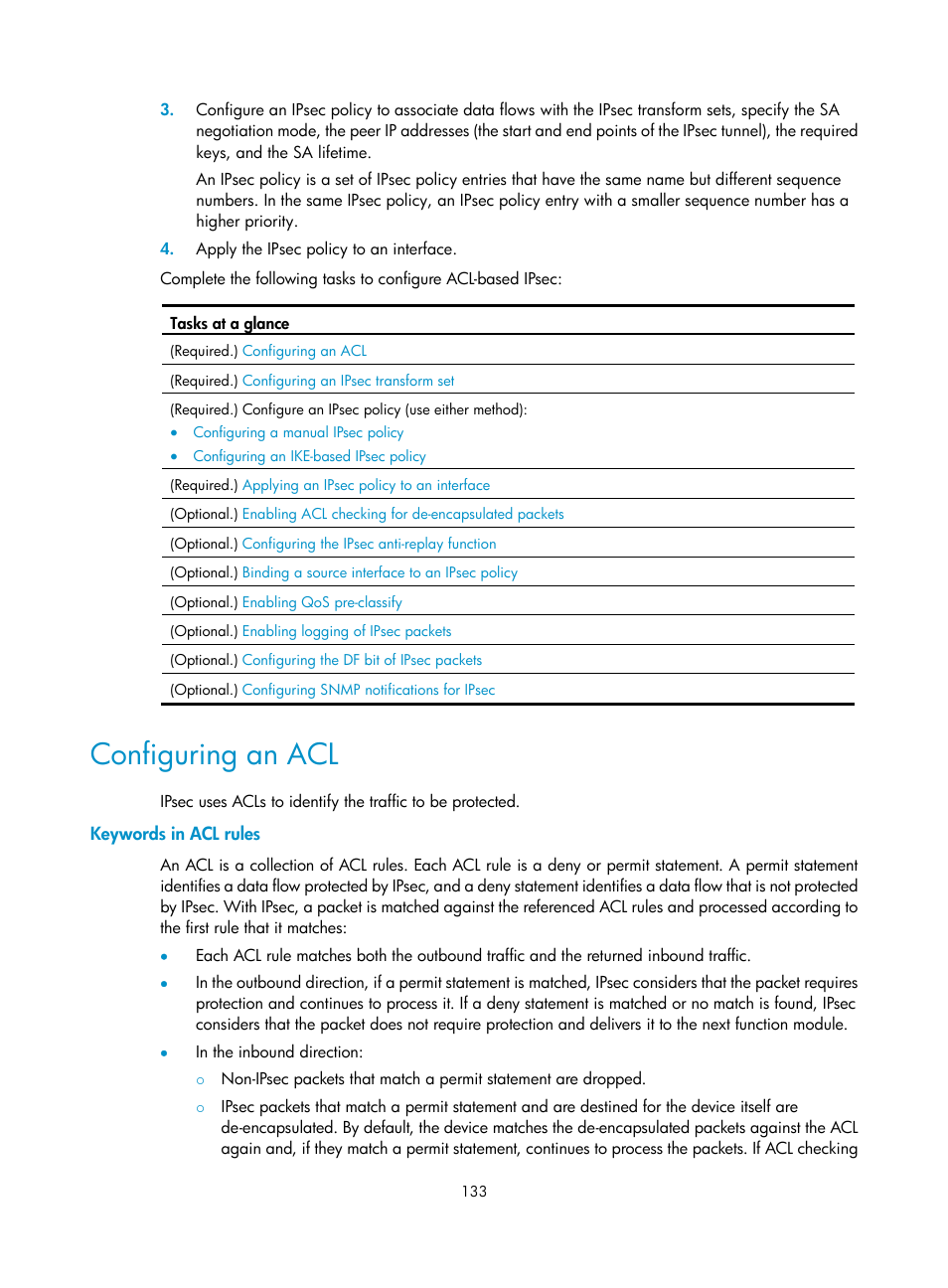 Configuring an acl | H3C Technologies H3C S12500-X Series Switches User Manual | Page 145 / 294