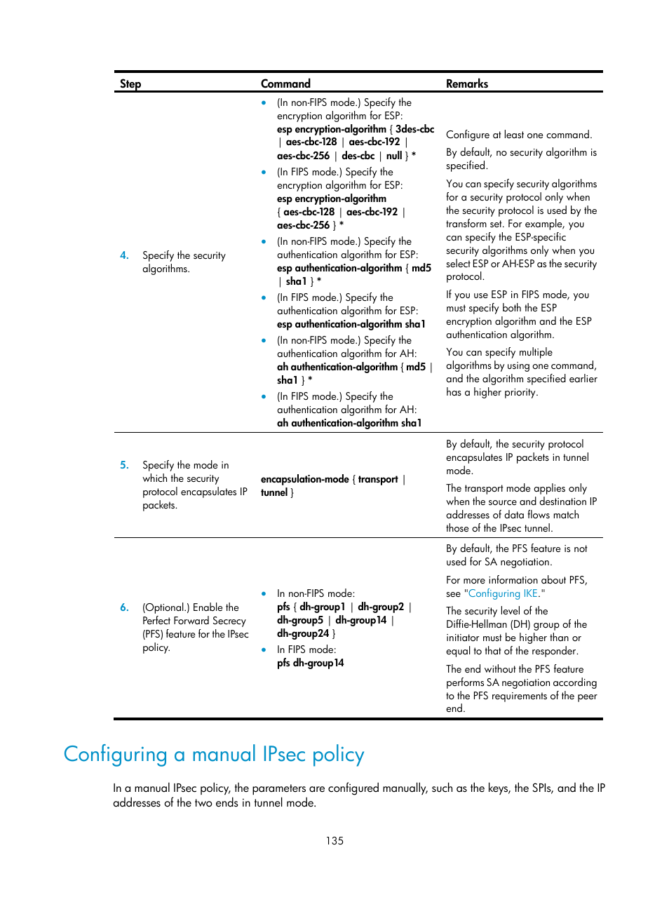 Userloginwithoui configuration example, Configuring a manual ipsec policy | H3C Technologies H3C S12500-X Series Switches User Manual | Page 147 / 294