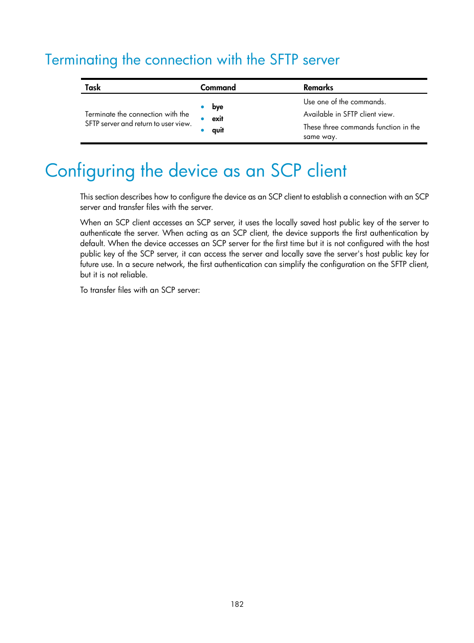 Acl-based ipsec configuration task list, Configuring an acl, Configuring the device as an scp client | Terminating the connection with the sftp server | H3C Technologies H3C S12500-X Series Switches User Manual | Page 194 / 294