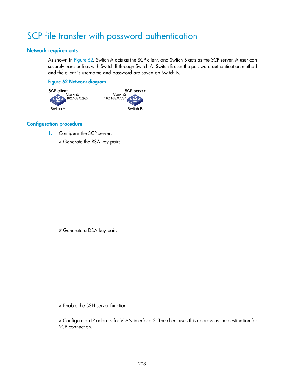 Scp file transfer with password authentication | H3C Technologies H3C S12500-X Series Switches User Manual | Page 215 / 294