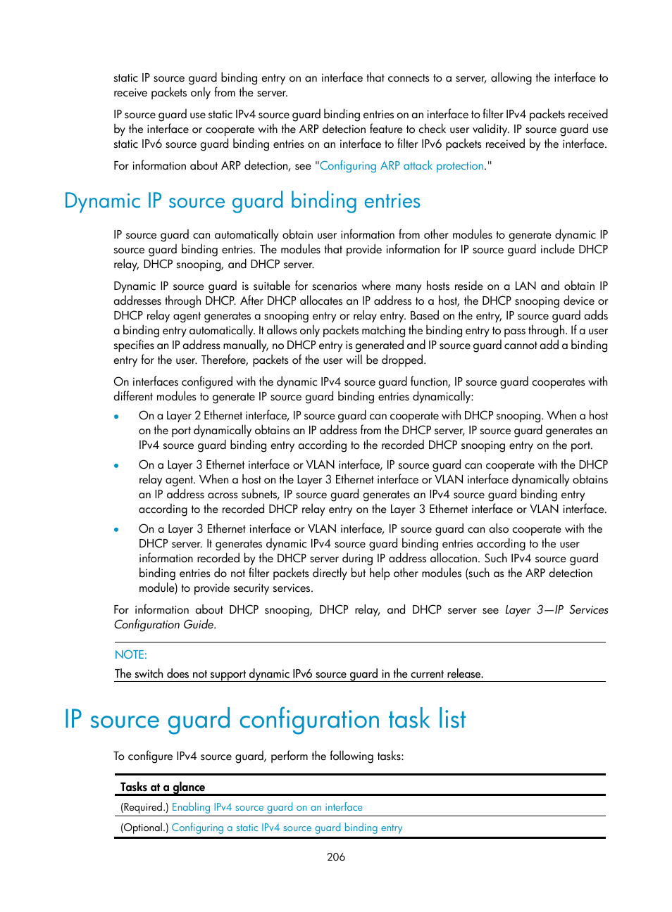 Ike negotiation process, Ip source guard configuration task list, Dynamic ip source guard binding entries | H3C Technologies H3C S12500-X Series Switches User Manual | Page 218 / 294