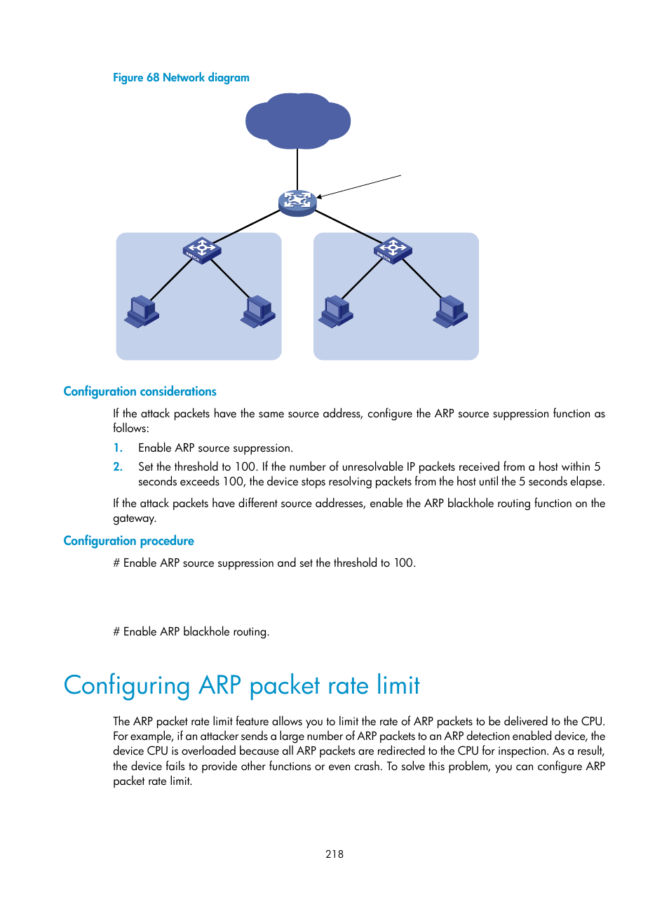 Configuring arp packet rate limit | H3C Technologies H3C S12500-X Series Switches User Manual | Page 230 / 294