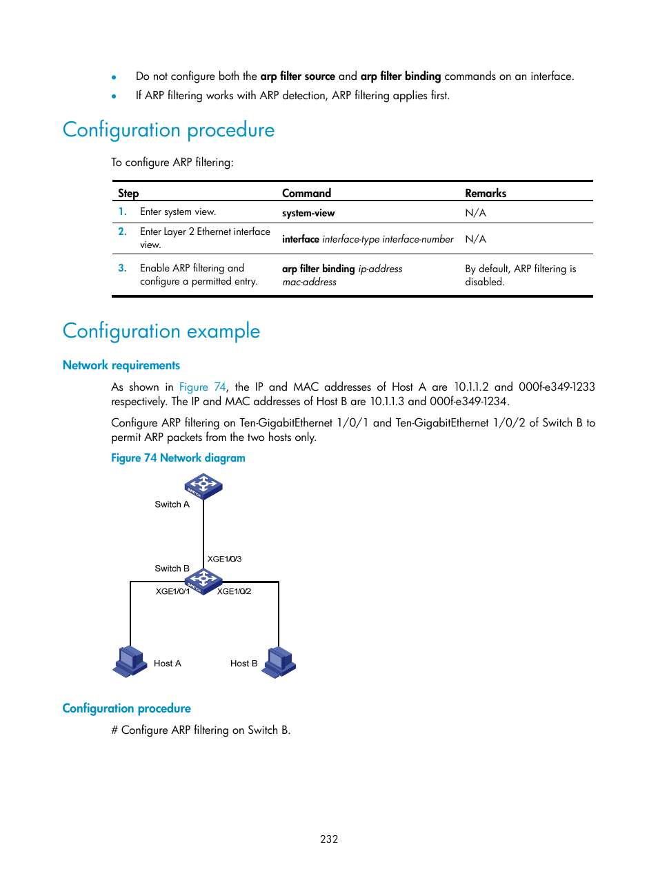 Ssh authentication methods, Configuration procedure, Configuration example | H3C Technologies H3C S12500-X Series Switches User Manual | Page 244 / 294