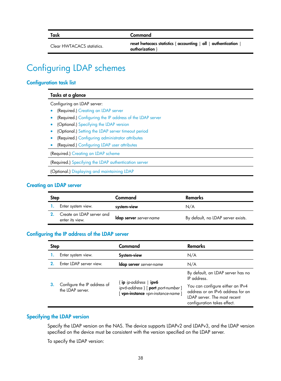 Configuring ldap schemes | H3C Technologies H3C S12500-X Series Switches User Manual | Page 50 / 294