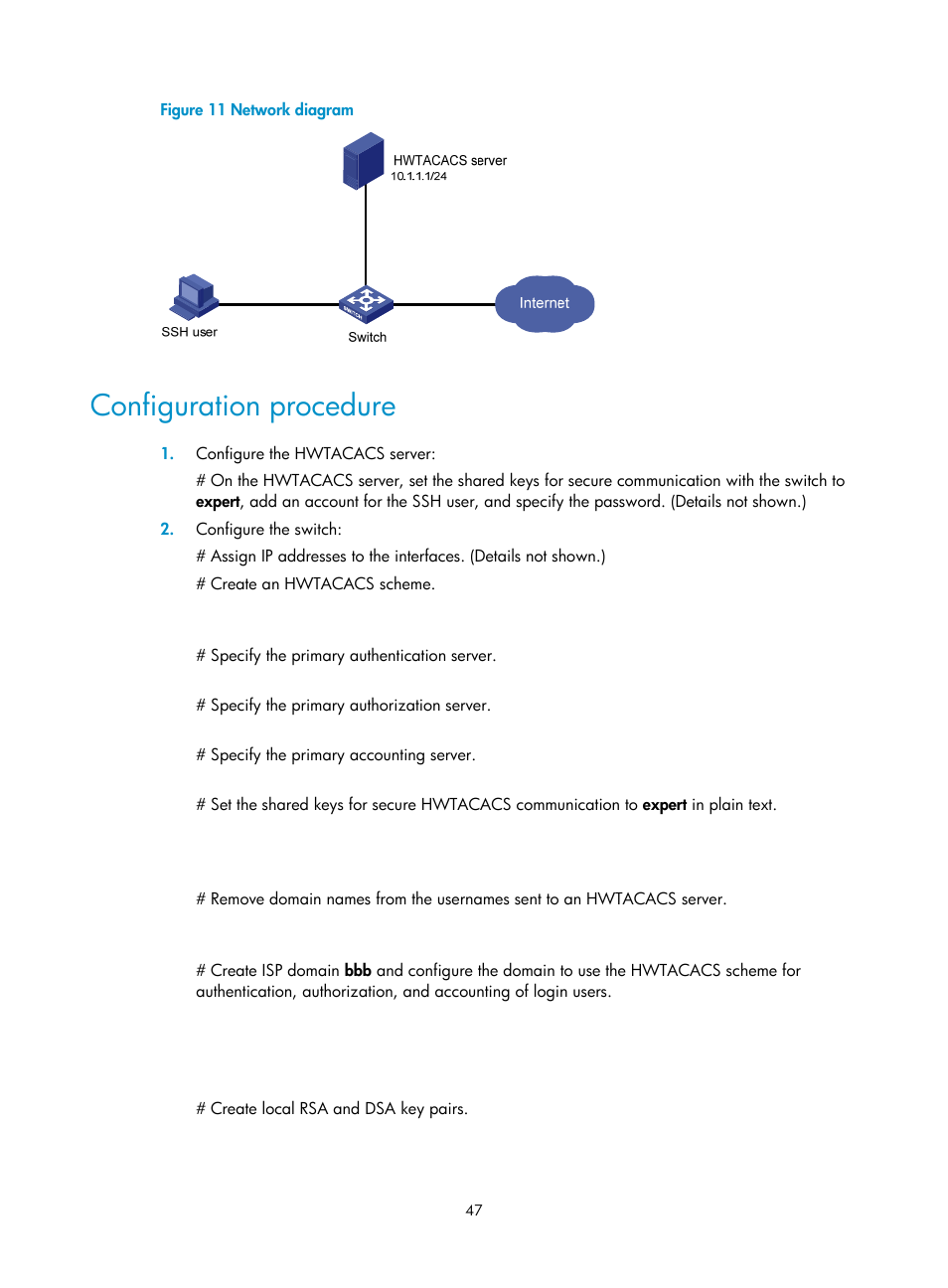 Configuration procedure | H3C Technologies H3C S12500-X Series Switches User Manual | Page 59 / 294