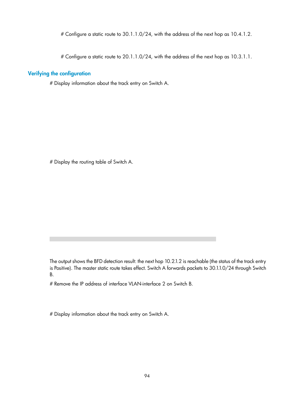 Verifying the configuration, Configuring bfd, Introduction to bfd | H3C Technologies H3C S12500-X Series Switches User Manual | Page 102 / 120