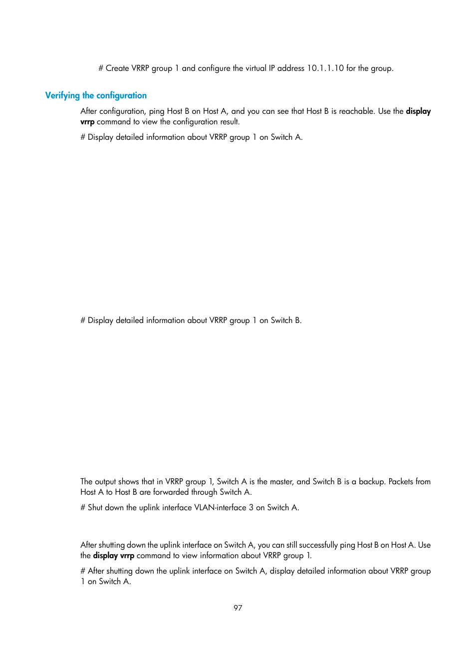 Verifying the configuration, Supported features | H3C Technologies H3C S12500-X Series Switches User Manual | Page 105 / 120