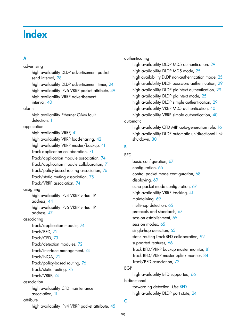 Configuring control packet mode, Index | H3C Technologies H3C S12500-X Series Switches User Manual | Page 107 / 120