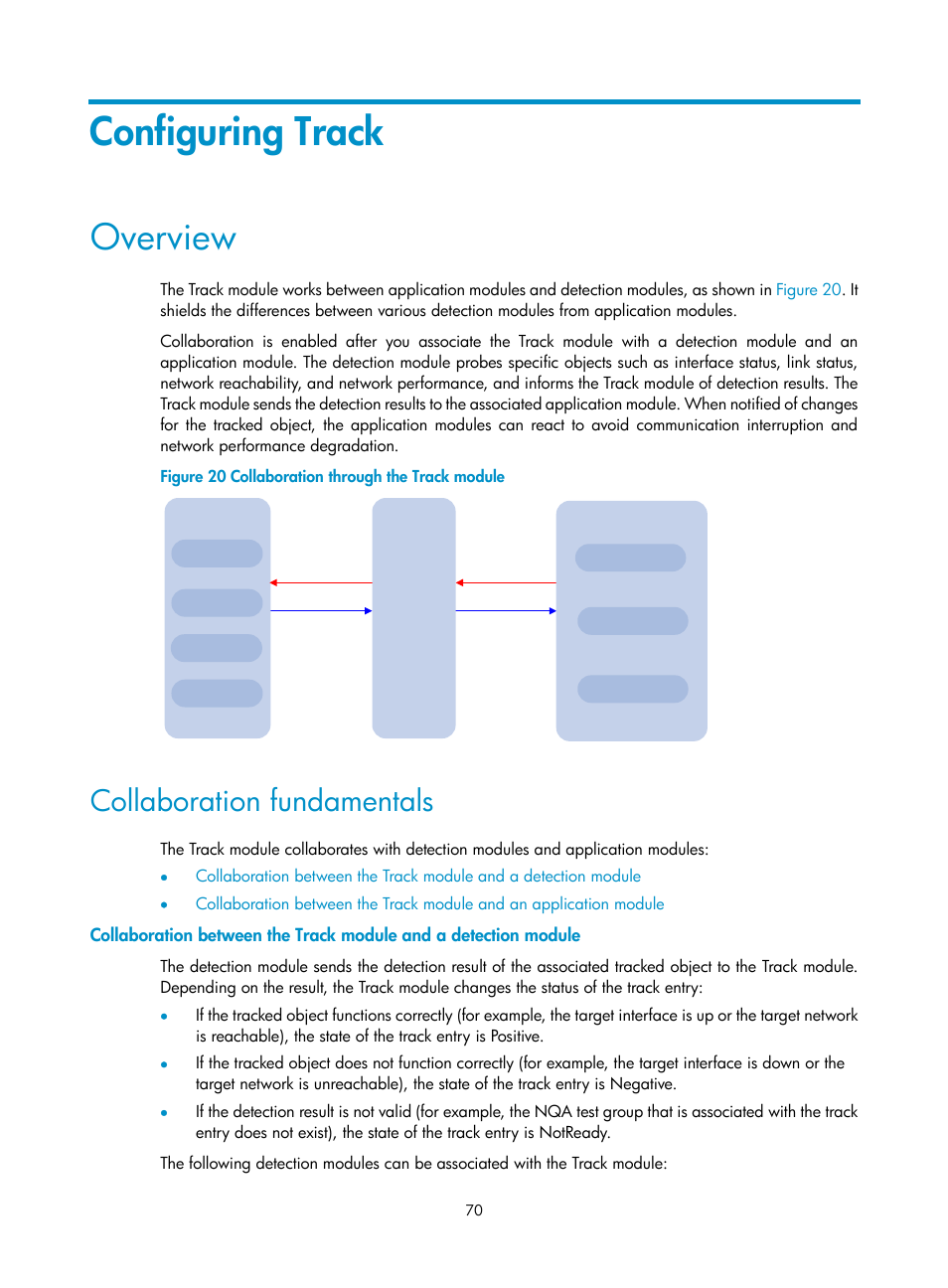 Configuring track, Overview, Collaboration fundamentals | Disabling an ipv4 vrrp group, Displaying and maintaining ipv4 vrrp | H3C Technologies H3C S12500-X Series Switches User Manual | Page 78 / 120