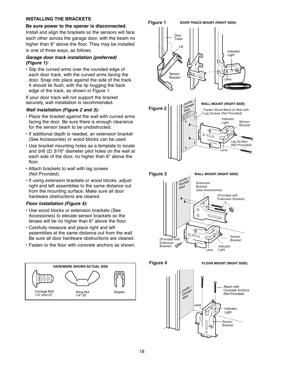 Installing the brackets | Chamberlain 2500D User Manual | Page 18 / 36