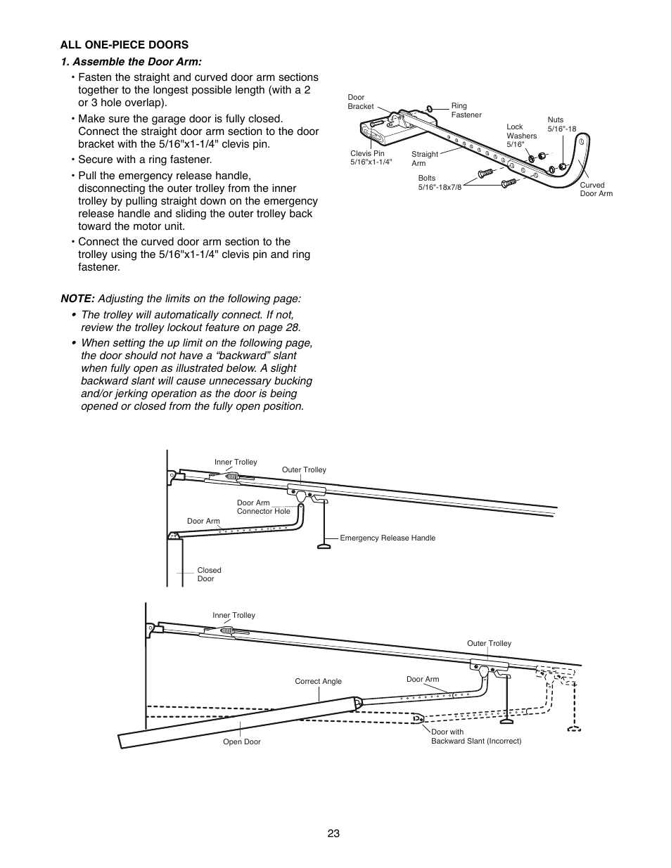 All one-piece doors | Chamberlain 2500D User Manual | Page 23 / 36