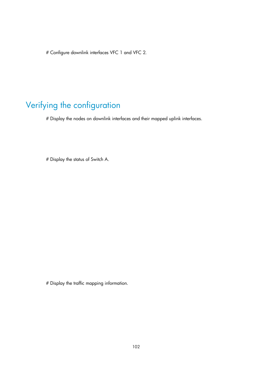Verifying the configuration, Fspf configuration example, Network requirements | H3C Technologies H3C S12500-X Series Switches User Manual | Page 111 / 136