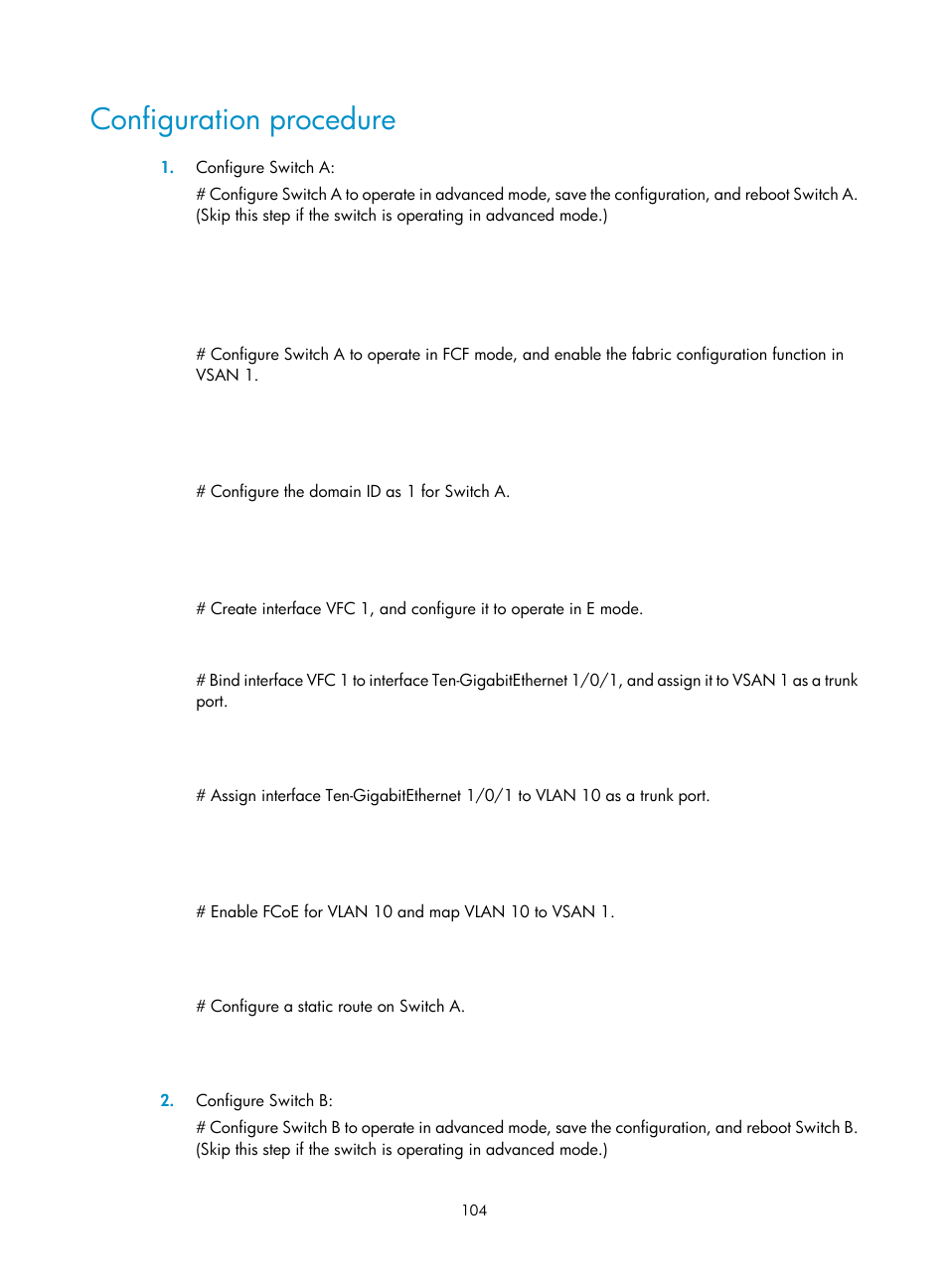 Configuration procedure, Verifying the configuration | H3C Technologies H3C S12500-X Series Switches User Manual | Page 113 / 136