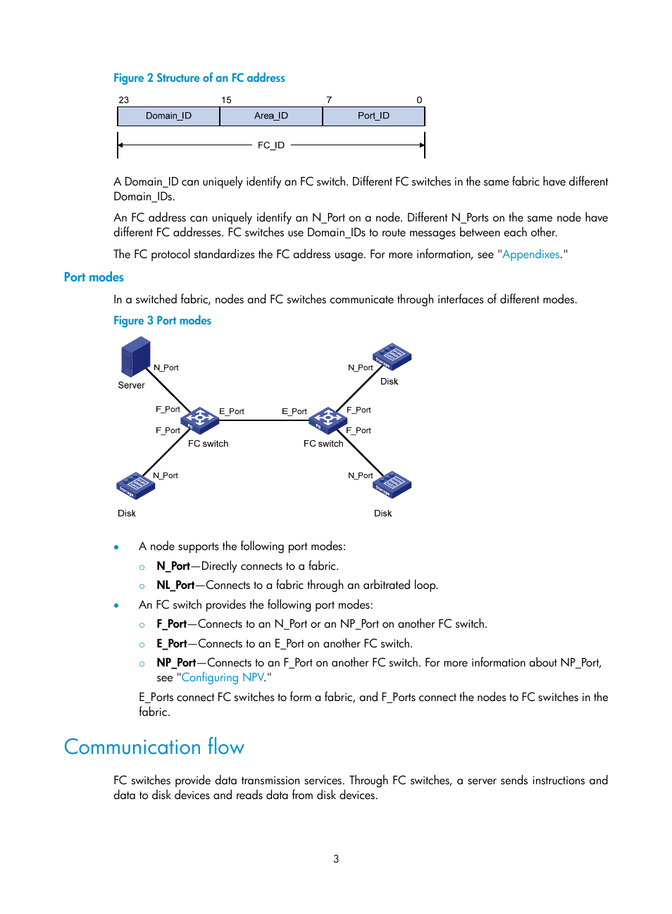 Port modes, Communication flow, Fc protocol | Basic concepts | H3C Technologies H3C S12500-X Series Switches User Manual | Page 12 / 136