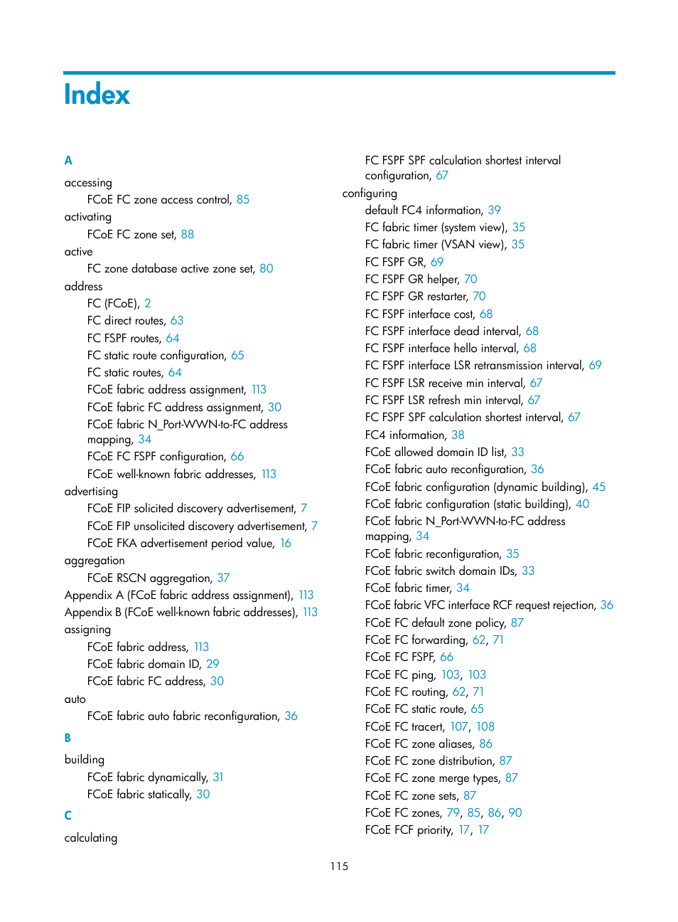Configuring zone aliases, Configuring zones, Index | H3C Technologies H3C S12500-X Series Switches User Manual | Page 124 / 136