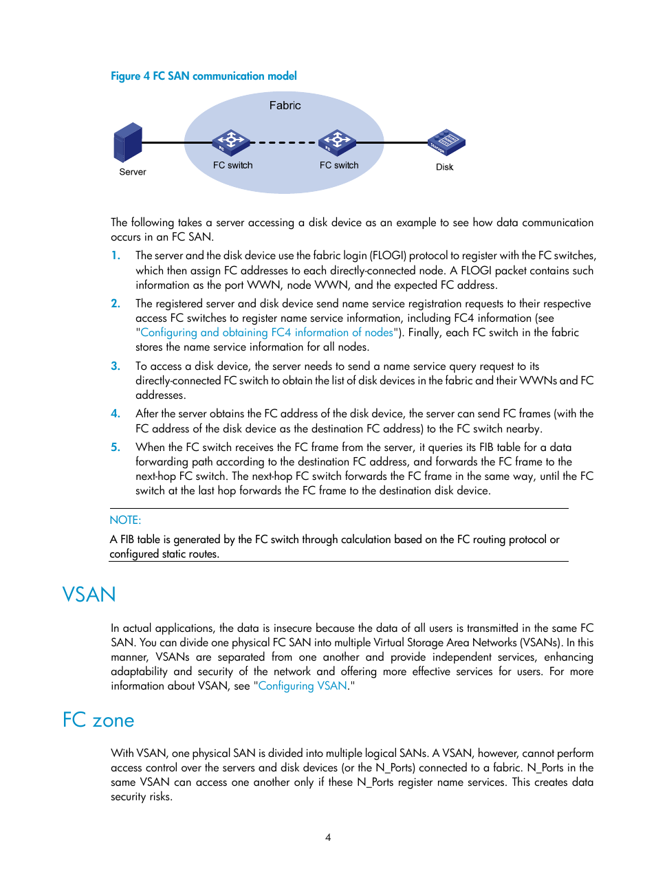 Vsan, Fc zone, Communication flow | H3C Technologies H3C S12500-X Series Switches User Manual | Page 13 / 136