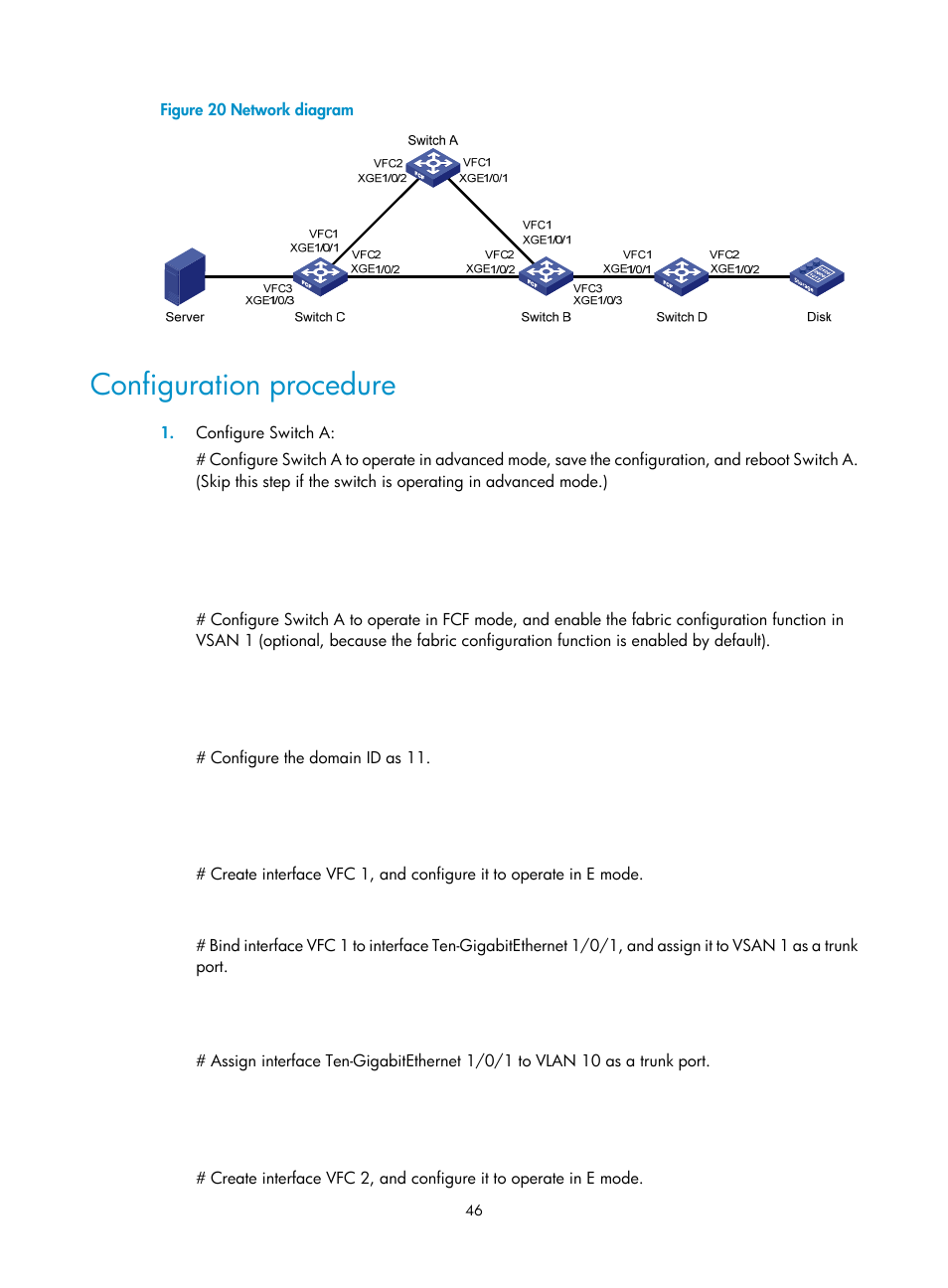 Configuration procedure | H3C Technologies H3C S12500-X Series Switches User Manual | Page 55 / 136