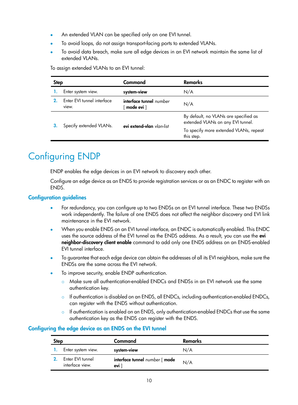Configuring endp, Configuration guidelines | H3C Technologies H3C S12500-X Series Switches User Manual | Page 16 / 41