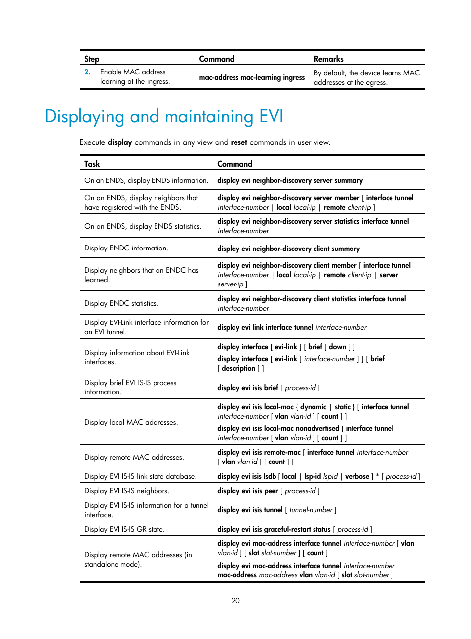 Displaying and maintaining evi | H3C Technologies H3C S12500-X Series Switches User Manual | Page 26 / 41