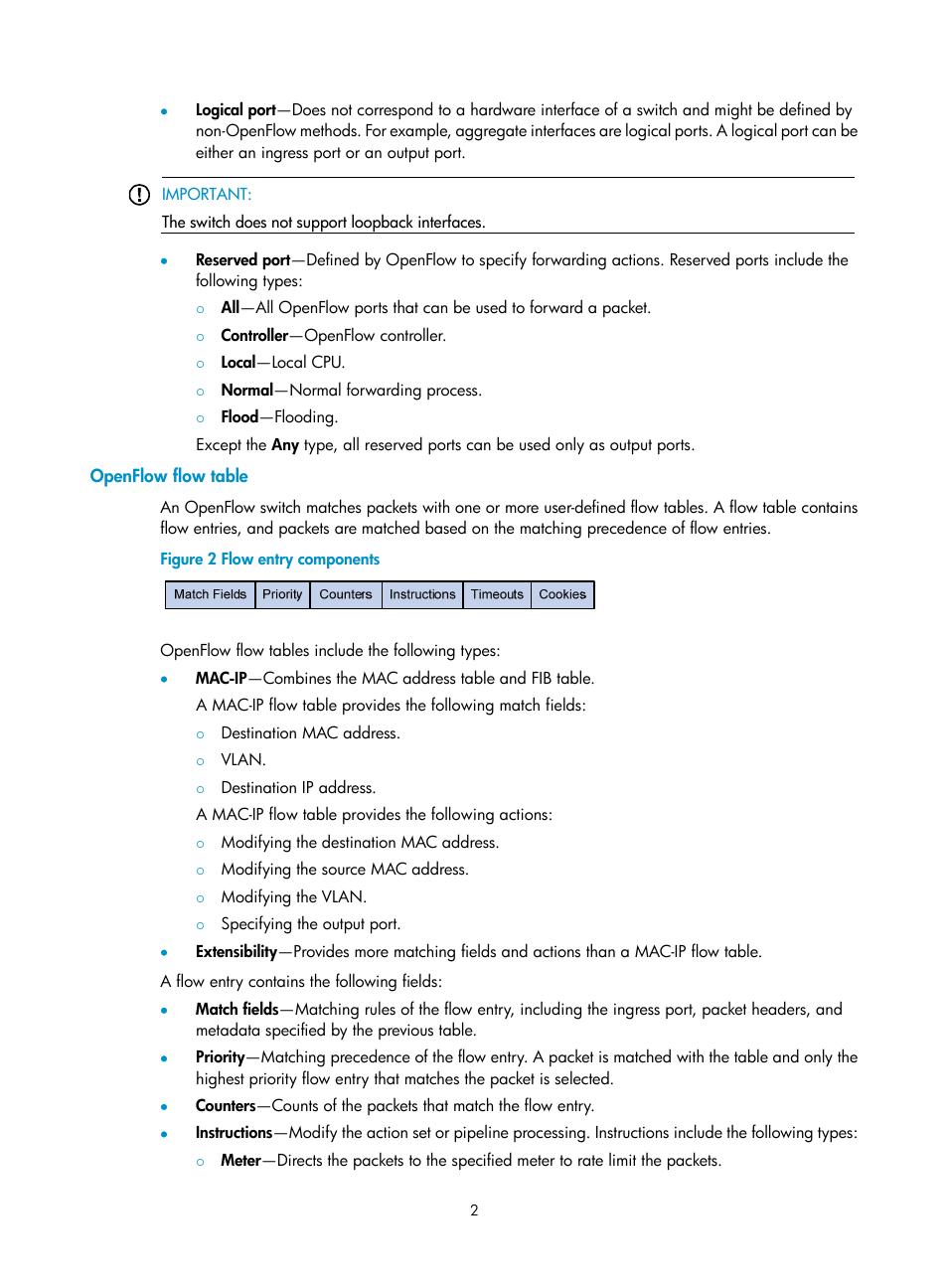 Openflow flow table | H3C Technologies H3C S12500-X Series Switches User Manual | Page 8 / 21