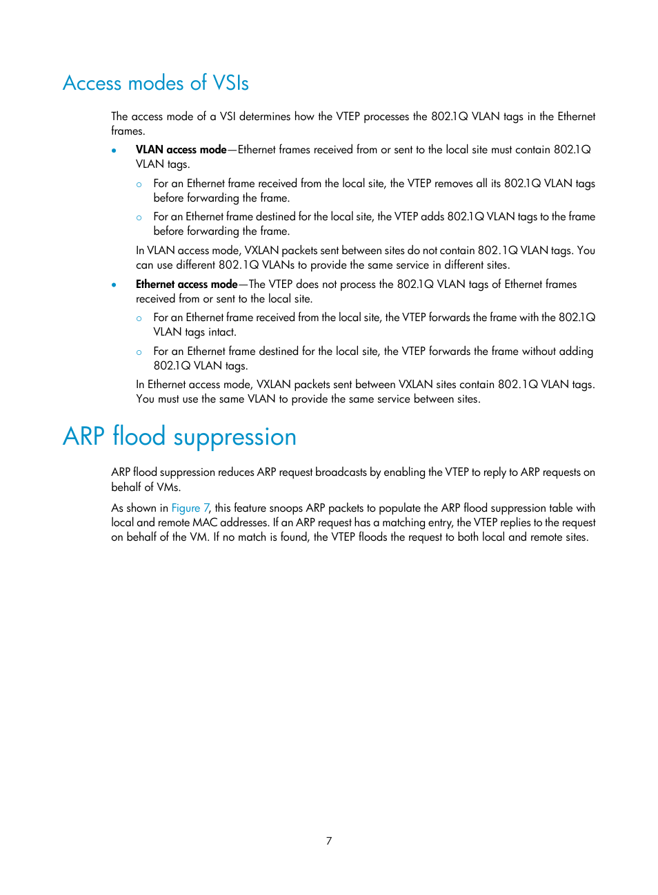 Access modes of vsis, Arp flood suppression | H3C Technologies H3C S12500-X Series Switches User Manual | Page 14 / 95