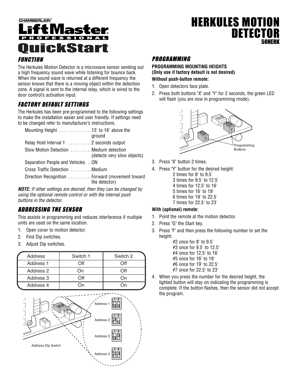 Chamberlain 50HERK User Manual | 2 pages