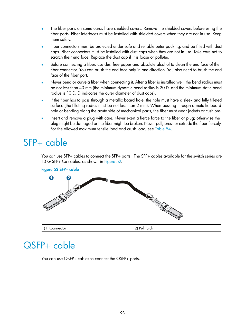 Sfp+ cable, Qsfp+ cable | H3C Technologies H3C S10500 Series Switches User Manual | Page 101 / 115