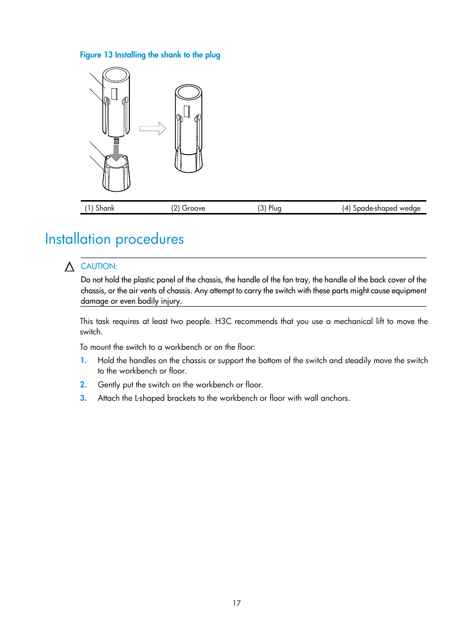 Installation procedures | H3C Technologies H3C S10500 Series Switches User Manual | Page 25 / 115