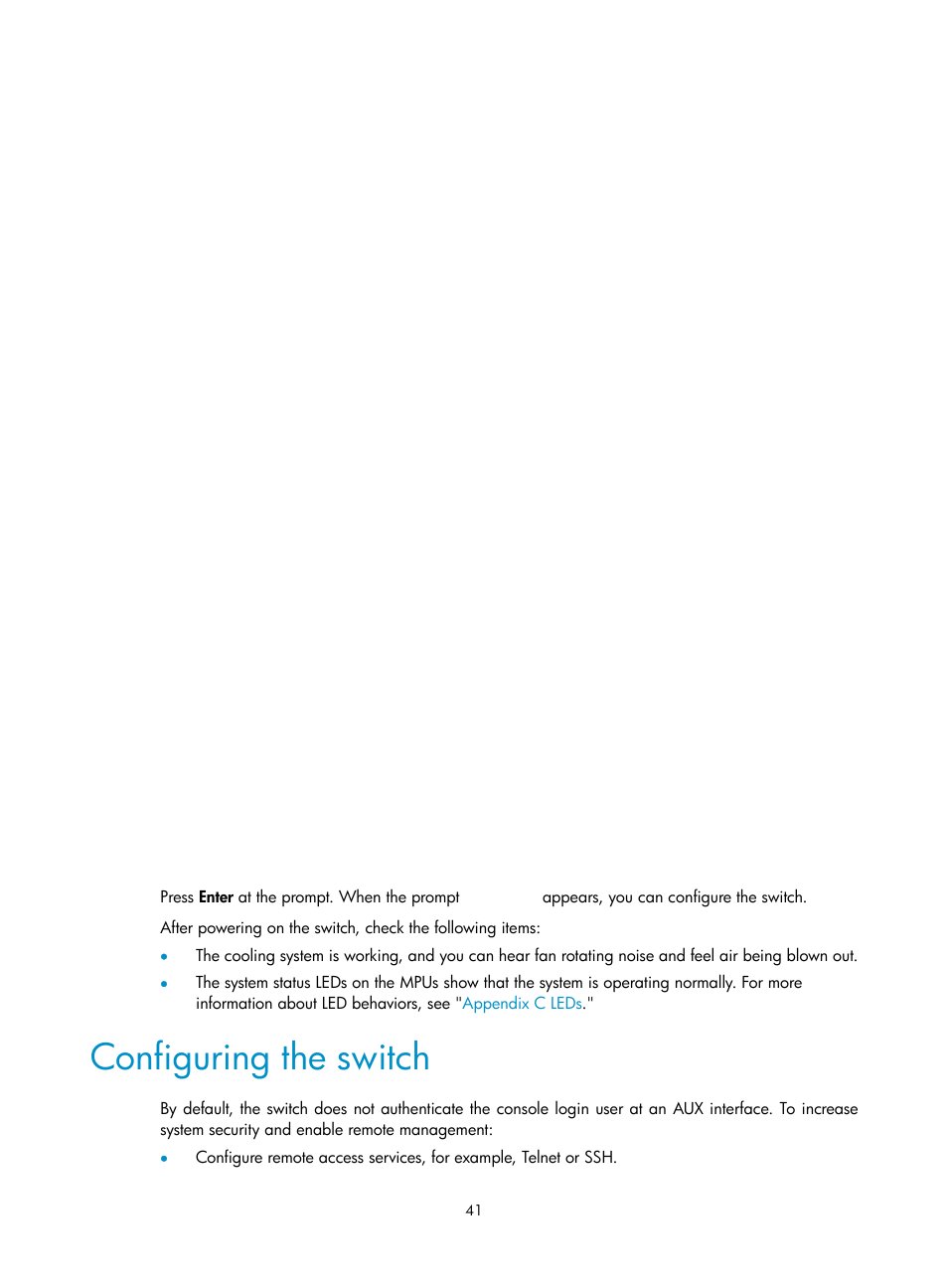 Configuring the switch | H3C Technologies H3C S10500 Series Switches User Manual | Page 49 / 115