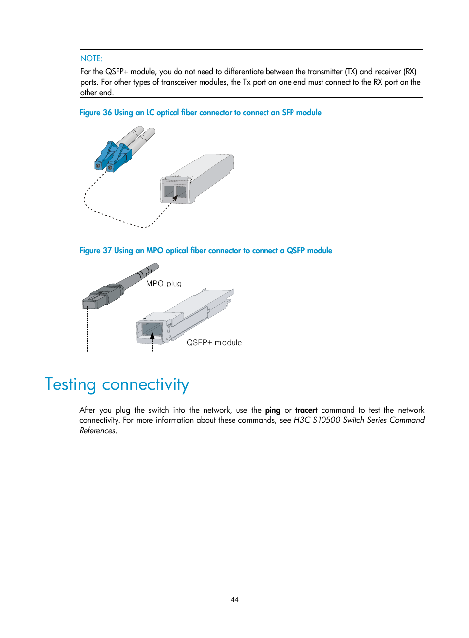 Testing connectivity, Figure 36, Figure 37 | H3C Technologies H3C S10500 Series Switches User Manual | Page 52 / 115