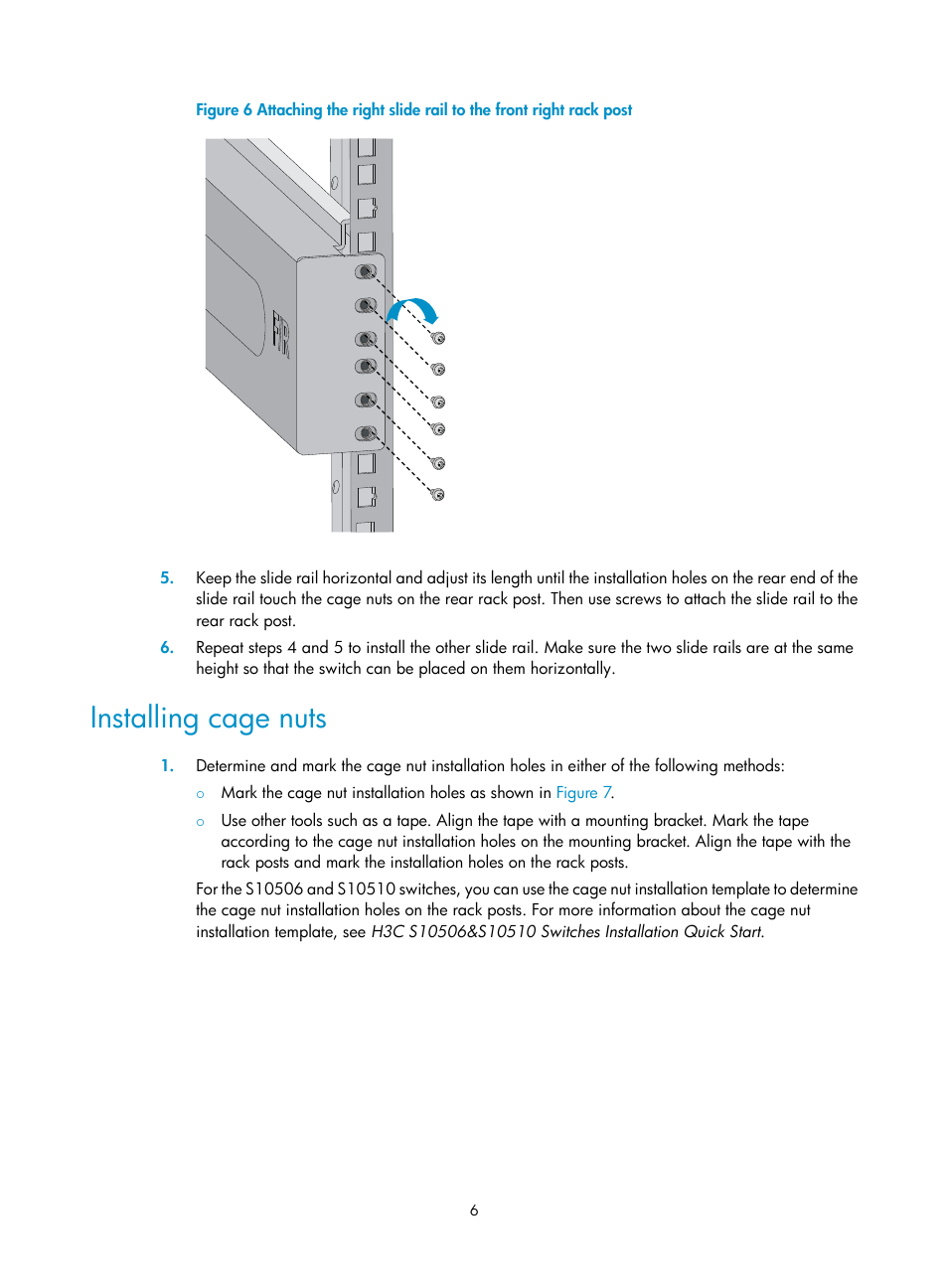 Installing cage nuts | H3C Technologies H3C S10500 Series Switches User Manual | Page 9 / 19