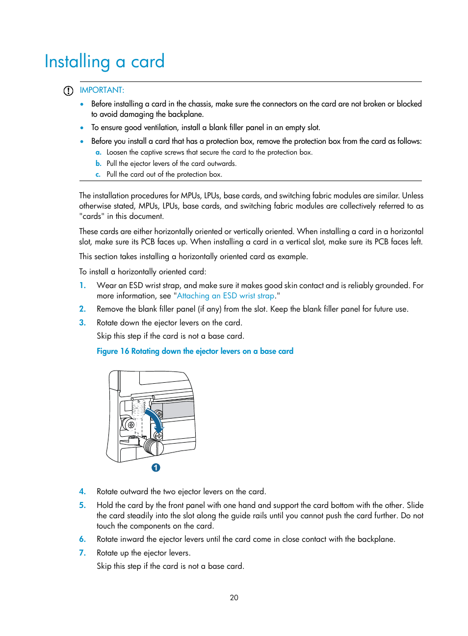 Installing a card | H3C Technologies H3C S10500 Series Switches User Manual | Page 30 / 140