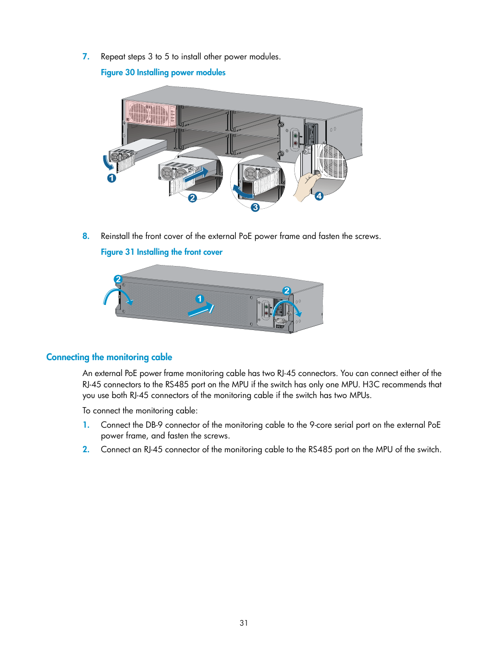 Connecting the monitoring cable | H3C Technologies H3C S10500 Series Switches User Manual | Page 41 / 140