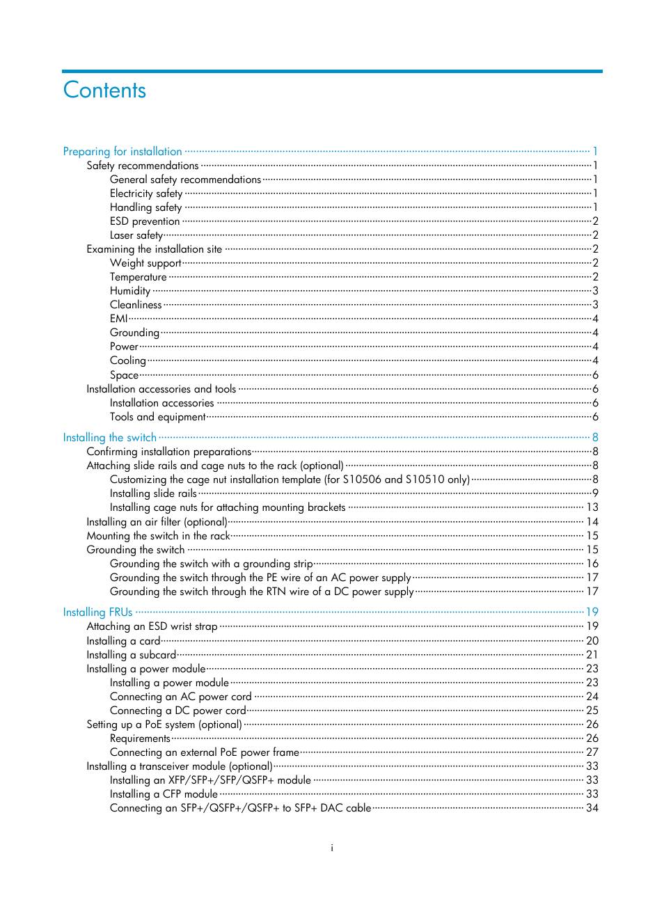 H3C Technologies H3C S10500 Series Switches User Manual | Page 7 / 140