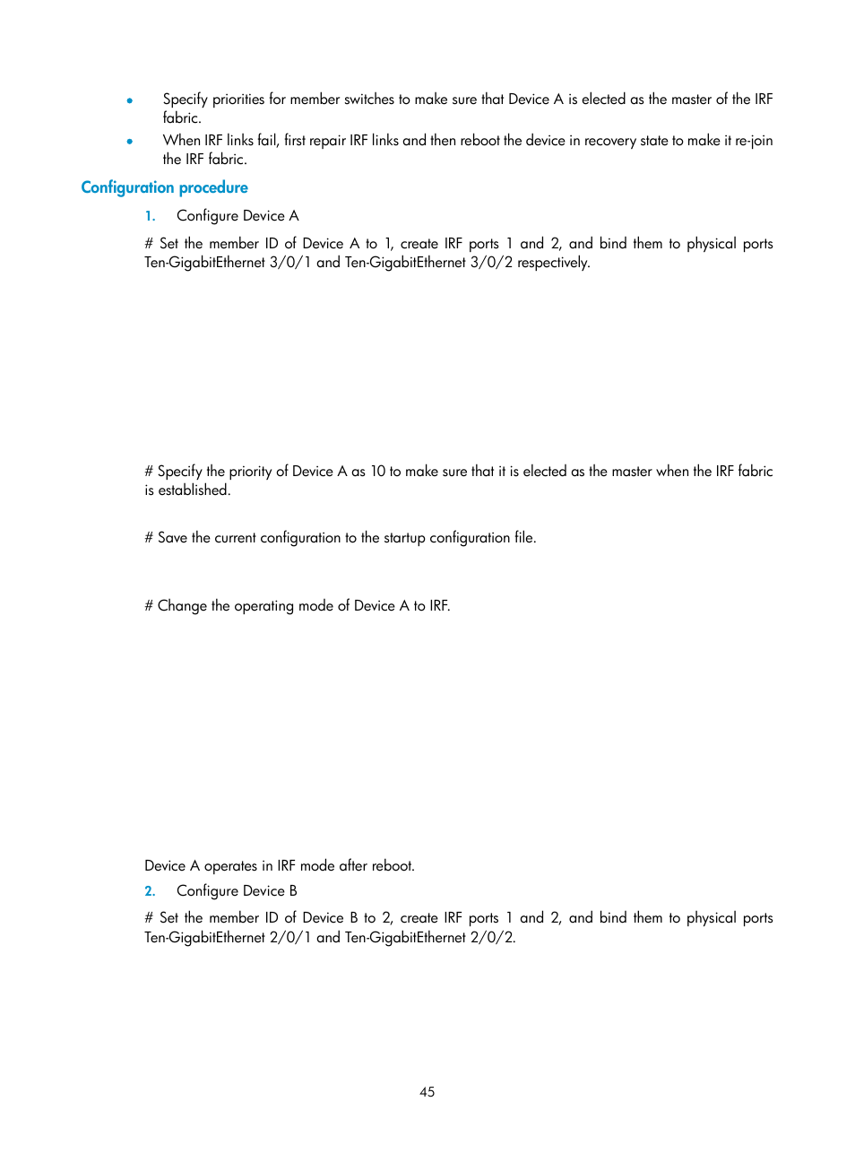 Configuration procedure | H3C Technologies H3C S10500 Series Switches User Manual | Page 51 / 58