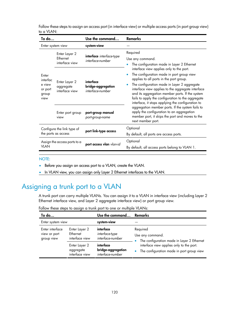Assigning a trunk port to a vlan | H3C Technologies H3C S10500 Series Switches User Manual | Page 131 / 251