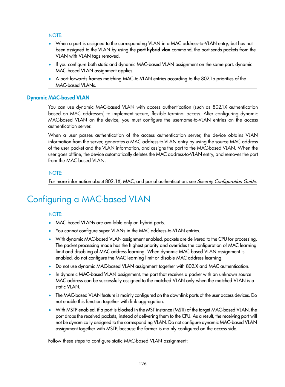 Dynamic mac-based vlan, Configuring a mac-based vlan | H3C Technologies H3C S10500 Series Switches User Manual | Page 137 / 251