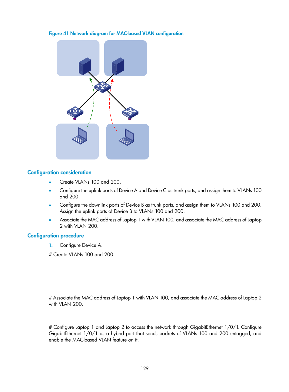 Configuration consideration, Configuration procedure | H3C Technologies H3C S10500 Series Switches User Manual | Page 140 / 251