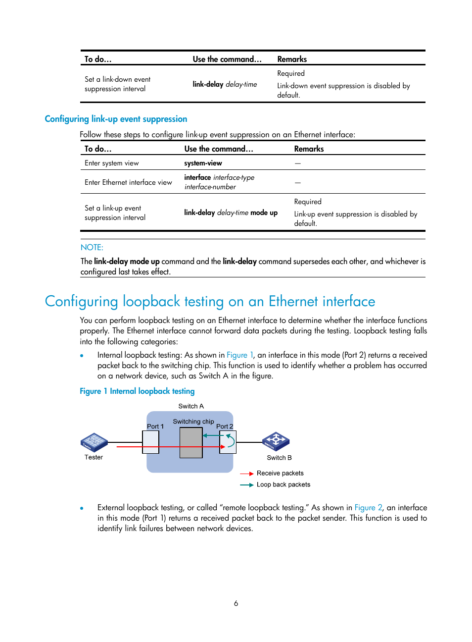 Configuring link-up event suppression | H3C Technologies H3C S10500 Series Switches User Manual | Page 17 / 251
