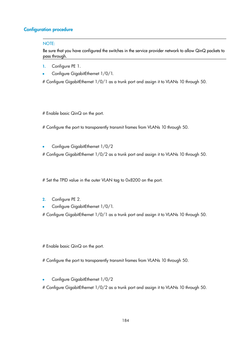 Configuration procedure | H3C Technologies H3C S10500 Series Switches User Manual | Page 195 / 251