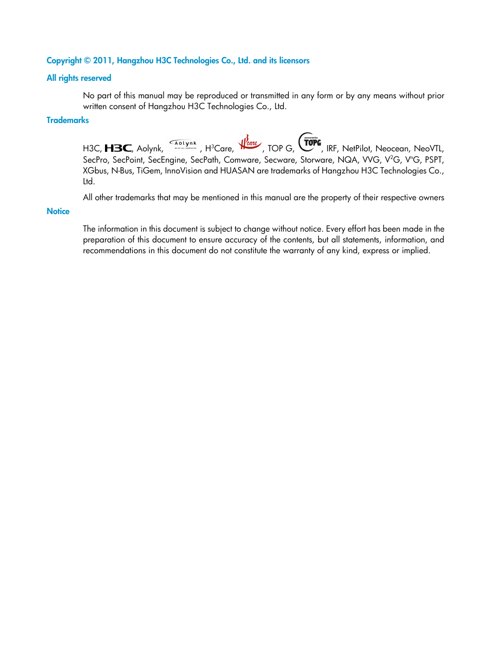 H3C Technologies H3C S10500 Series Switches User Manual | Page 2 / 251