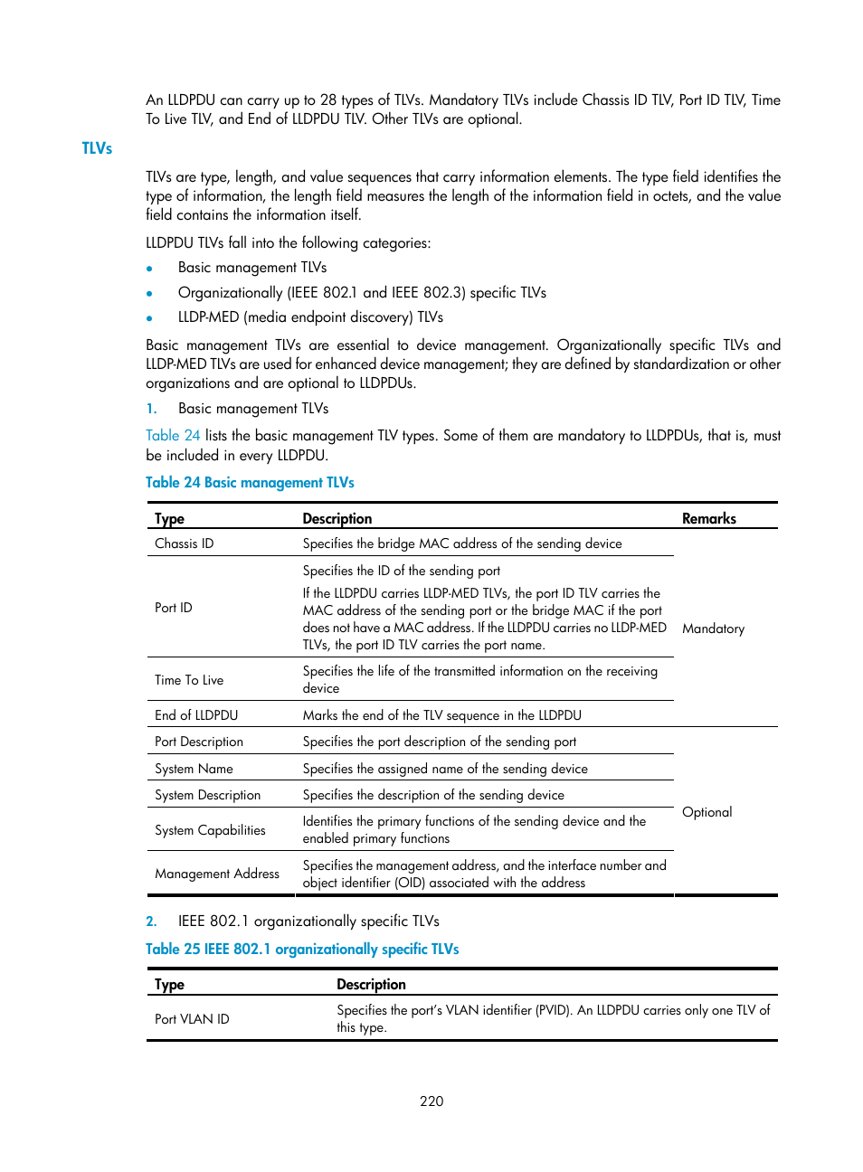 Tlvs | H3C Technologies H3C S10500 Series Switches User Manual | Page 231 / 251