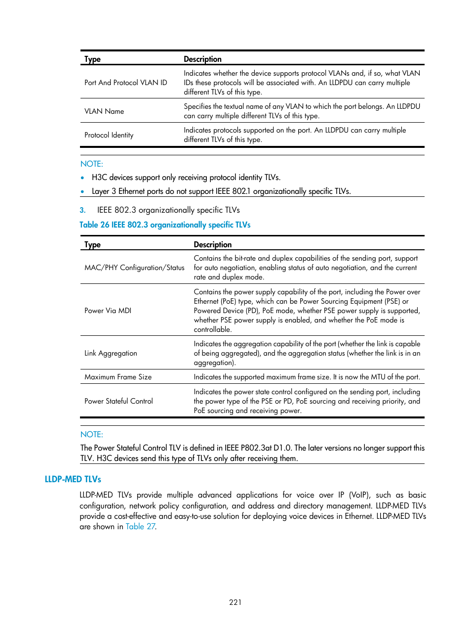Lldp-med tlvs | H3C Technologies H3C S10500 Series Switches User Manual | Page 232 / 251